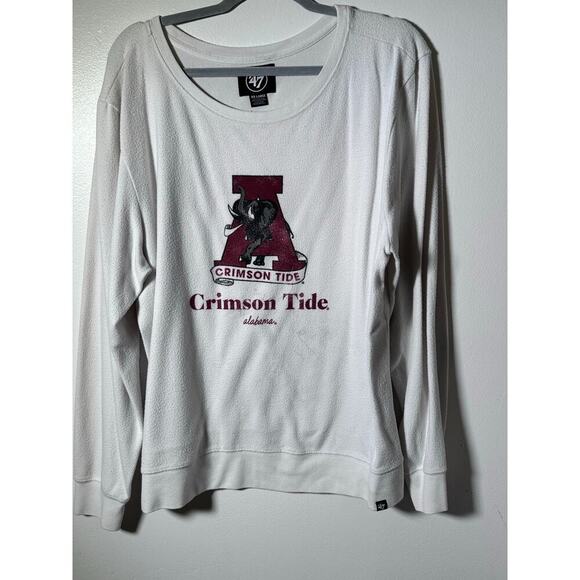 47 Brand White Alabama Crimson Tide Oversized Crew Neck Sweatshirt Size XXL - Picture 1 of 4